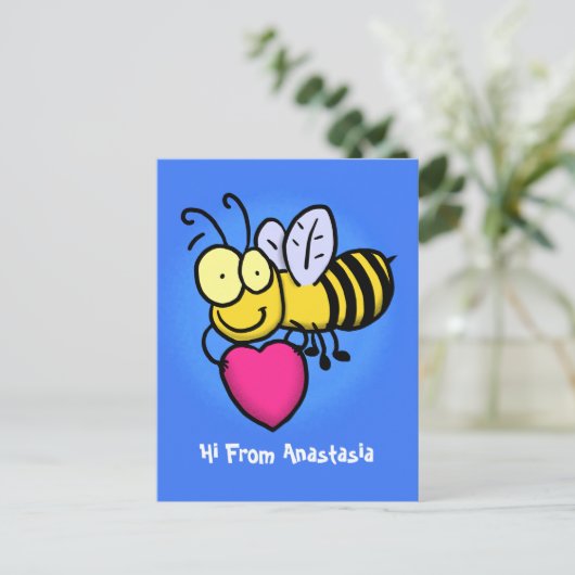 Cute grappige bijen met cartoon illustratie briefkaart (Staand voorkant)