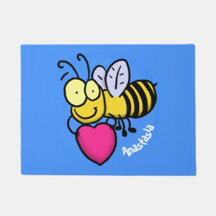 Cute grappige bijen met cartoon illustratie deurmat