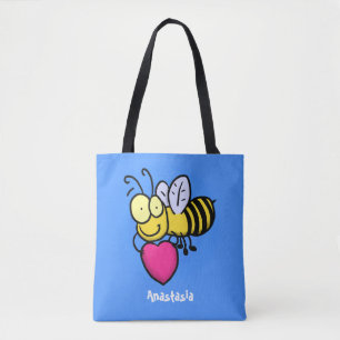 Cute grappige bijen met cartoon illustratie draagtas