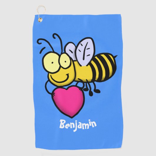 Cute grappige bijen met cartoon illustratie golfhanddoek (Voorkant)