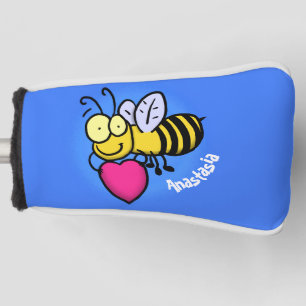Cute grappige bijen met cartoon illustratie golfheadcover