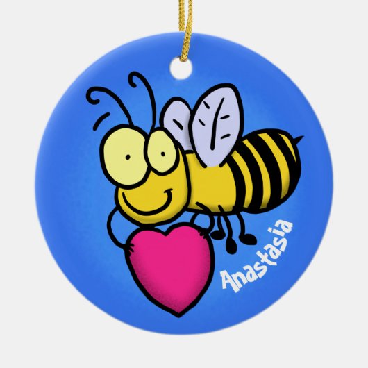 Cute grappige bijen met cartoon illustratie keramisch ornament (Voorkant)