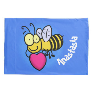 Cute grappige bijen met cartoon illustratie kussensloop