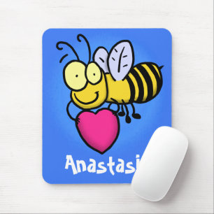 Cute grappige bijen met cartoon illustratie muismat