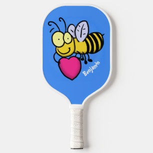 Cute grappige bijen met cartoon illustratie pickleball paddle