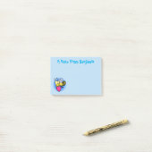 Cute grappige bijen met cartoon illustratie post-it® notes (Op bureau)