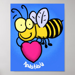 Cute grappige bijen met cartoon illustratie poster