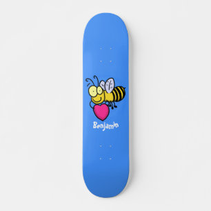 Cute grappige bijen met cartoon illustratie skateboard