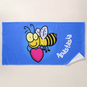 Cute grappige bijen met cartoon illustratie strandlaken