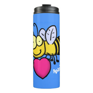 Cute grappige bijen met cartoon illustratie thermosbeker