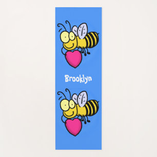 Cute grappige bijen met cartoon illustratie yogamat