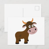 Cute grappige bull cartoon briefkaart (Voorkant / Achterkant)
