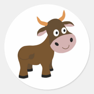 Cute grappige bull cartoon ronde sticker