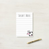 Cute Grappige Cartoon Koe met Uiers Post-it® Notes (Op bureau)