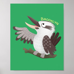 Cute grappige cartoon kookaburra poster