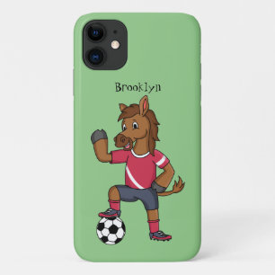 Cute grappige cartoon voor paardenvoetbal iPhone 11 hoesje