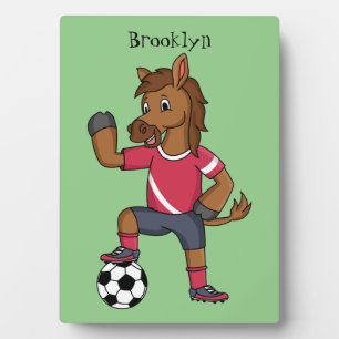 Cute grappige cartoon voor paardenvoetbal fotoplaat