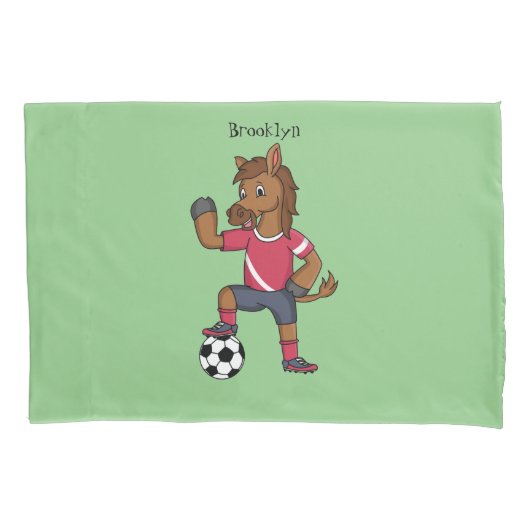 Cute grappige cartoon voor paardenvoetbal kussensloop (Voorkant)