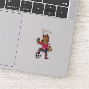 Cute grappige cartoon voor paardenvoetbal sticker