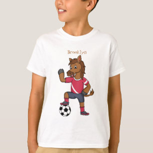 Cute grappige cartoon voor paardenvoetbal t-shirt