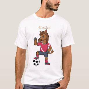 Cute grappige cartoon voor paardenvoetbal t-shirt