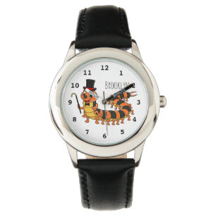 Cute grappige centipede cartoon illustratie horloge
