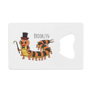 Cute grappige centipede cartoon illustratie kredietkaart flessenopener