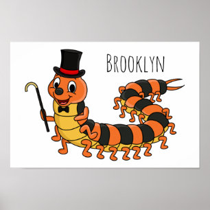 Cute grappige centipede cartoon illustratie poster