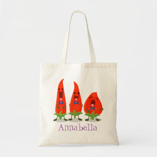 Cute grappige chili hot pepper trio cartoon tote bag (Voorkant)