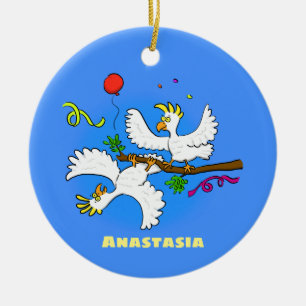 Cute grappige cockatoeages cartoon keramisch ornament