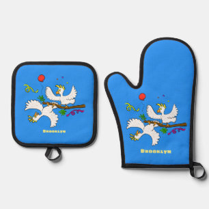 Cute grappige cockatoeages cartoon ovenwant & pannenlap set