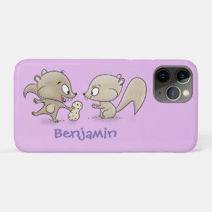 Cute grappige eekhoorns cartoon illustratie iPhone 11 pro hoesje