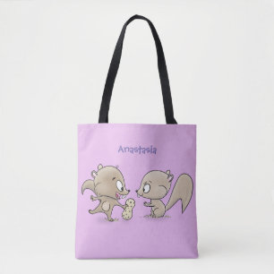 Cute grappige eekhoorns cartoon illustratie draagtas