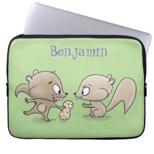 Cute grappige eekhoorns cartoon illustratie laptop sleeve