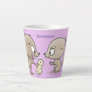 Cute grappige eekhoorns cartoon illustratie latte mok