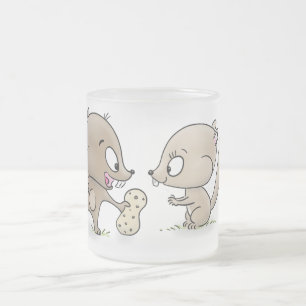 Cute grappige eekhoorns cartoon illustratie matglas koffiemok