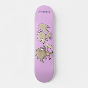 Cute grappige eekhoorns cartoon illustratie skateboard