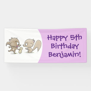 Cute grappige eekhoorns cartoon illustratie spandoek