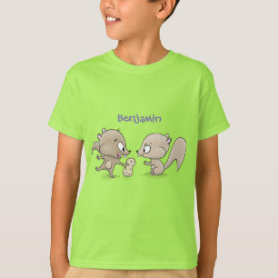 Cute grappige eekhoorns cartoon illustratie t-shirt