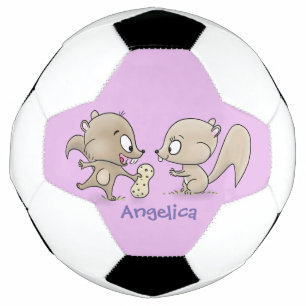 Cute grappige eekhoorns cartoon illustratie voetbal