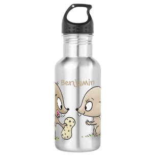 Cute grappige eekhoorns cartoon illustratie waterfles