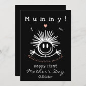 Cute Grappige Eerste Moederdag Zwarte Kaart (Voorkant / Achterkant)