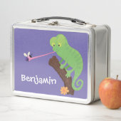 Cute grappige groene chameleon lizard cartoon (In situ)