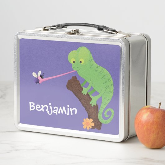 Cute grappige groene chameleon lizard cartoon (In situ)