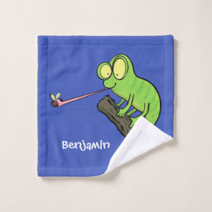 Cute grappige groene chameleon lizard cartoon bad handdoek