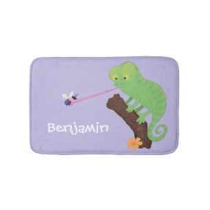 Cute grappige groene chameleon lizard cartoon badmat