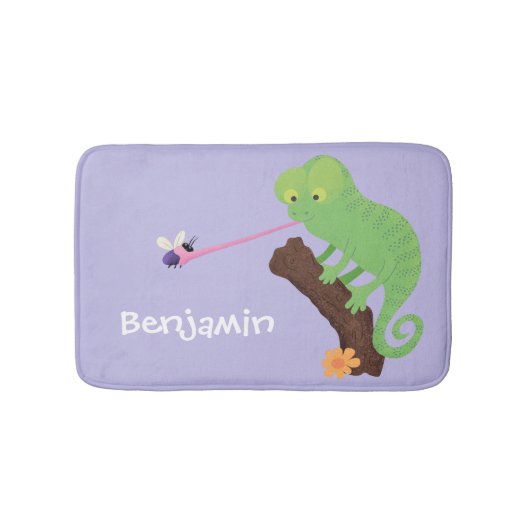 Cute grappige groene chameleon lizard cartoon badmat (Voorkant)