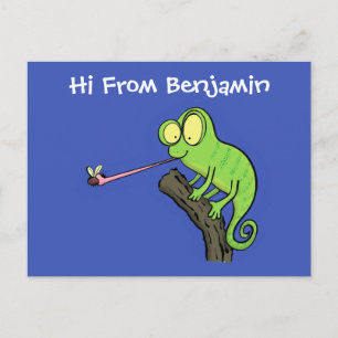 Cute grappige groene chameleon lizard cartoon briefkaart