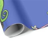 Cute grappige groene chameleon lizard cartoon cadeaupapier (Rol Hoek)