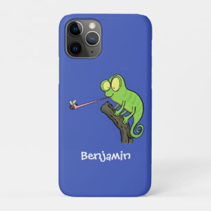 Cute grappige groene chameleon lizard cartoon iPhone 11 pro hoesje